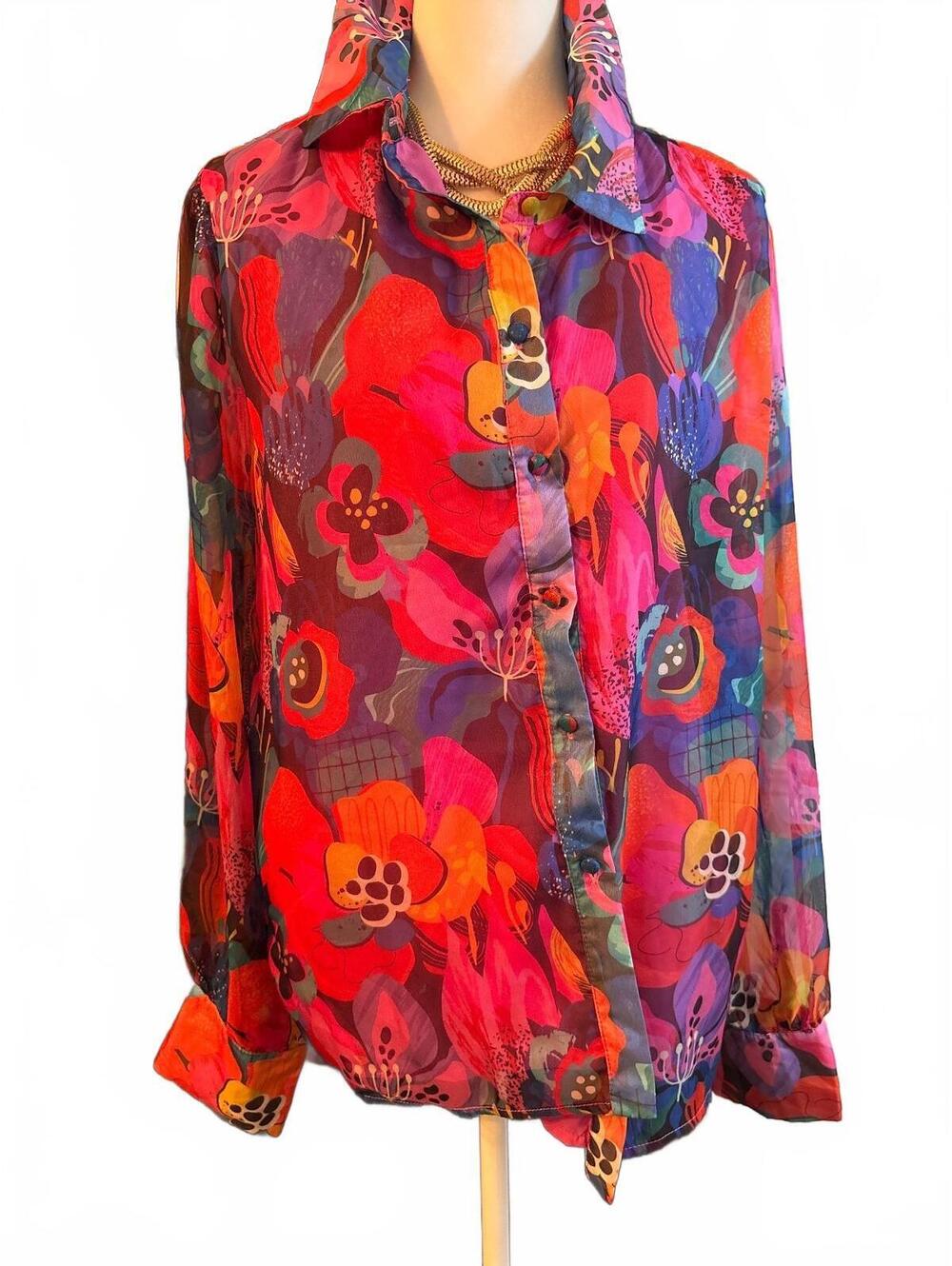 Marié by Victoria Dunn Multicolor Floral Blouse L